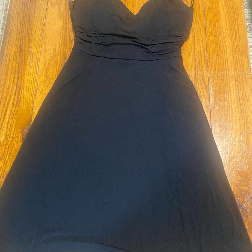 Ann Taylor Black Ruched Sweetheart Sheath Dress
